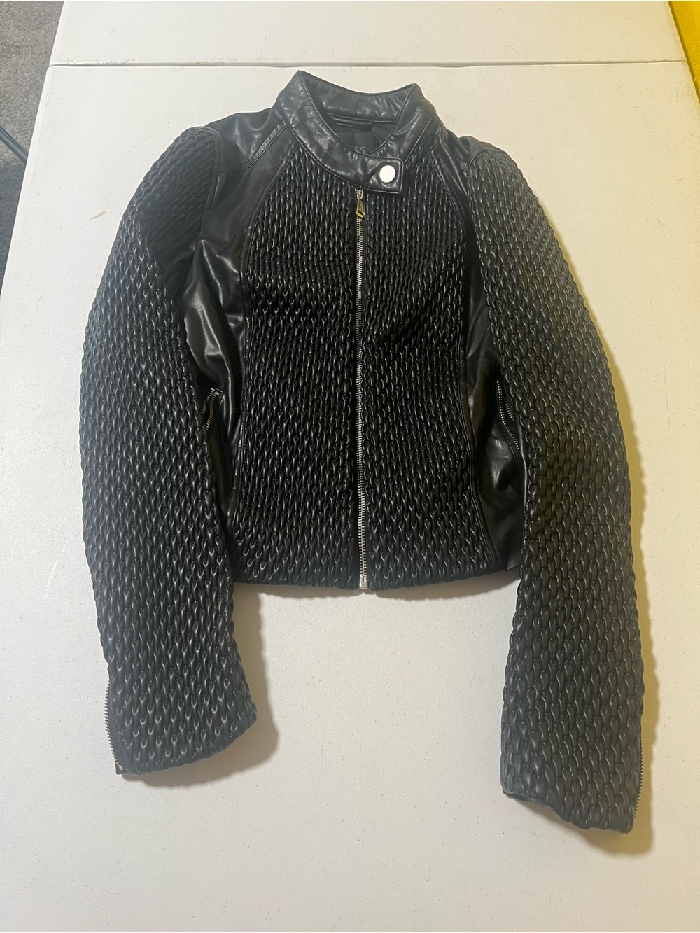 Black Guess Textured Moto Jacket - Women